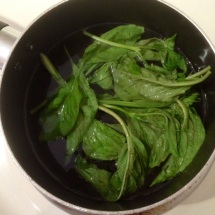 Basil simple syrup, with leaves