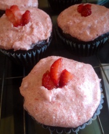 Strawberry topped cupcakes
